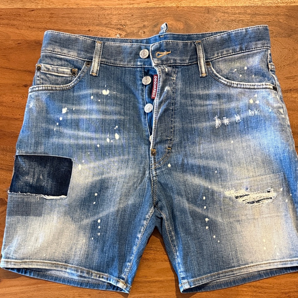 DSQUARED2 Light Blue Distressed Jean Shorts